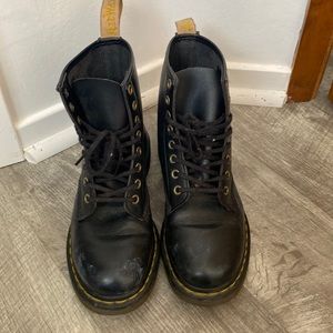 Dr Martens vegan leather black combat boots